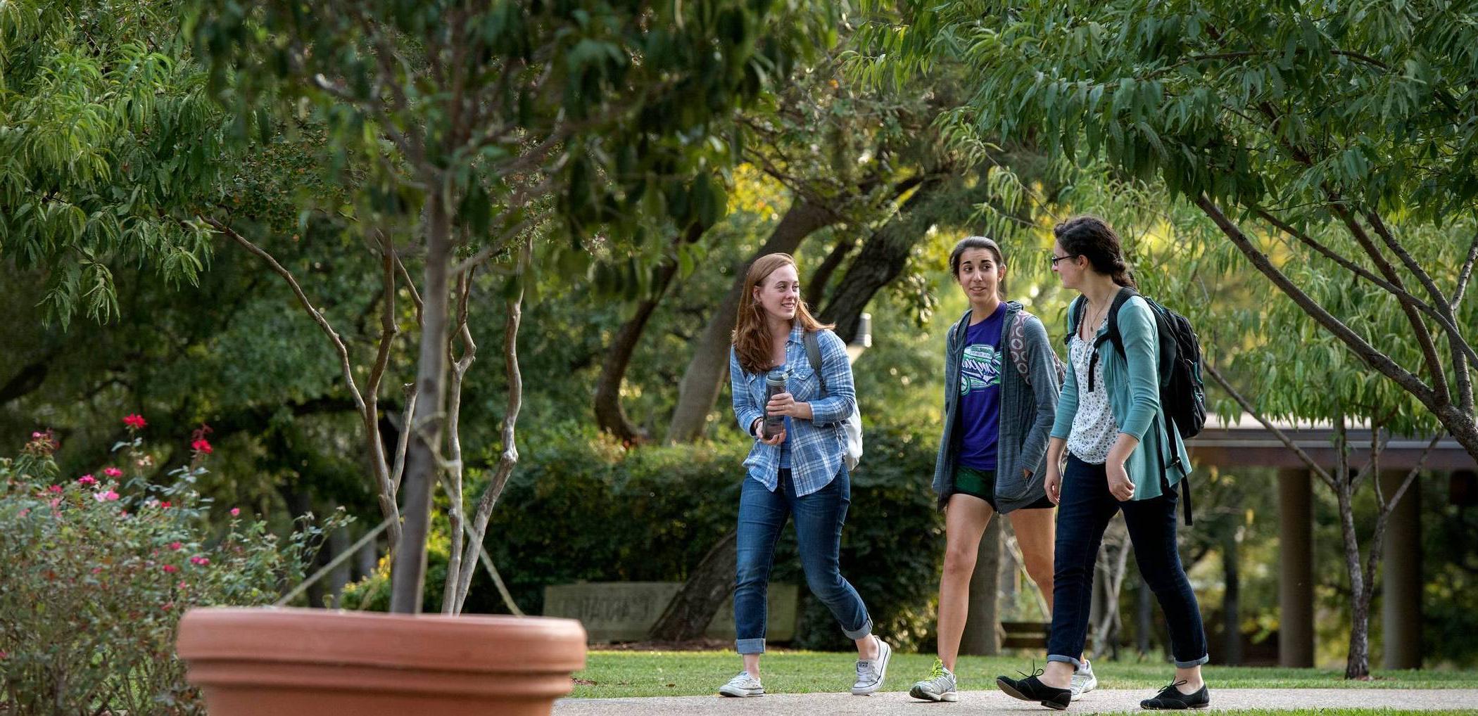 University of Dallas students walking on UD campus